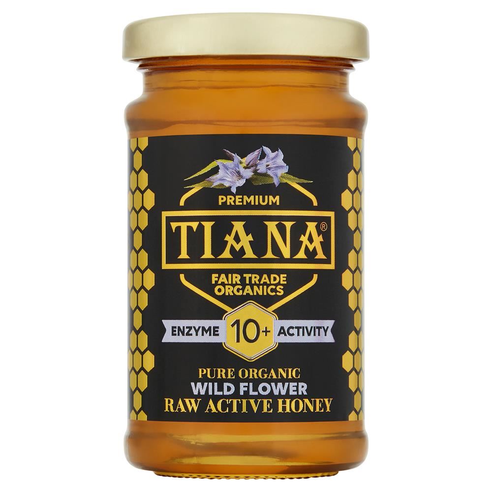 Tiana Fairtrade Organics Raw Active Wildflower Honey 10+ 250g