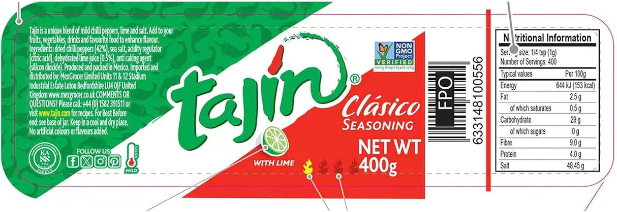 Tajin Classic Chilli & Lime Seasoning 400g