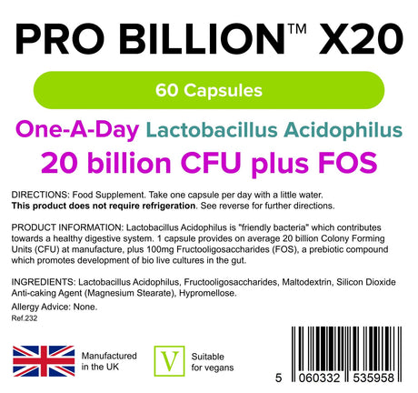 Lindens Pro Billion X20 (was Probiotic X20) 20bn CFU - 60 Capsules