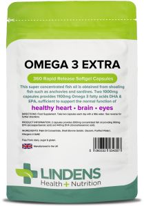 Lindens Omega 3 Fish Oil Extra (55% DHA/EPA) 1000mg - 360 Capsules