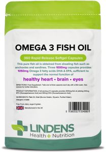Lindens Omega 3 Fish Oil (30% DHA/EPA) 1000mg - 360 Capsules