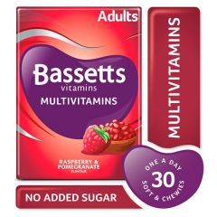 Bassett Multivitamins | Adults | Raspberry & Pomegranate Flavour - 30 Pastilles