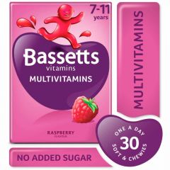 Bassett Multivitamins | 7-11 Years | Raspberry Flavour - 30 Pastilles