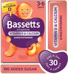 Bassett Multivitamins | 3-6 Years | Peach & Apricot Flavour - 30 Pastilles