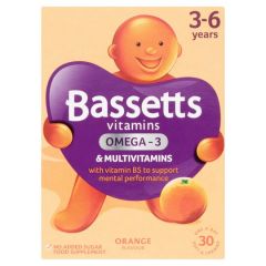 Bassett Multivitamins | 3-6 Years | Orange Flavour - 30 Pastilles