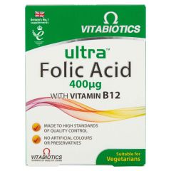 Vitabiotics Ultra Folic Acid 400μg with Vitamin B12 - 60 Tablets