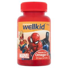 Vitabiotics WellKid Marvel Omega 3 and Vitamin D - 7-14yrs - 50 Soft Jellies