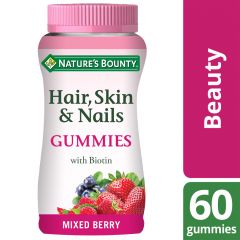 Nature's Bounty Hair, Skin and Nails Gummies with Biotin - Mixed Berry - 60 Pack