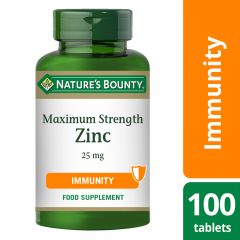 Nature's Bounty Maximum Strength Zinc 25mg - 100 Coated Tablets