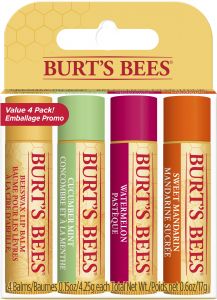 Burt's Bee Burt's Balms 4 Pack (Freshly Picked) - Watermelon, Sweet Mandarin, Cucumber & Mint, and Beeswax