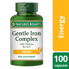 Nature's Bounty Gentle Iron Complex with Vitamins B12 and C - 100 Capsules